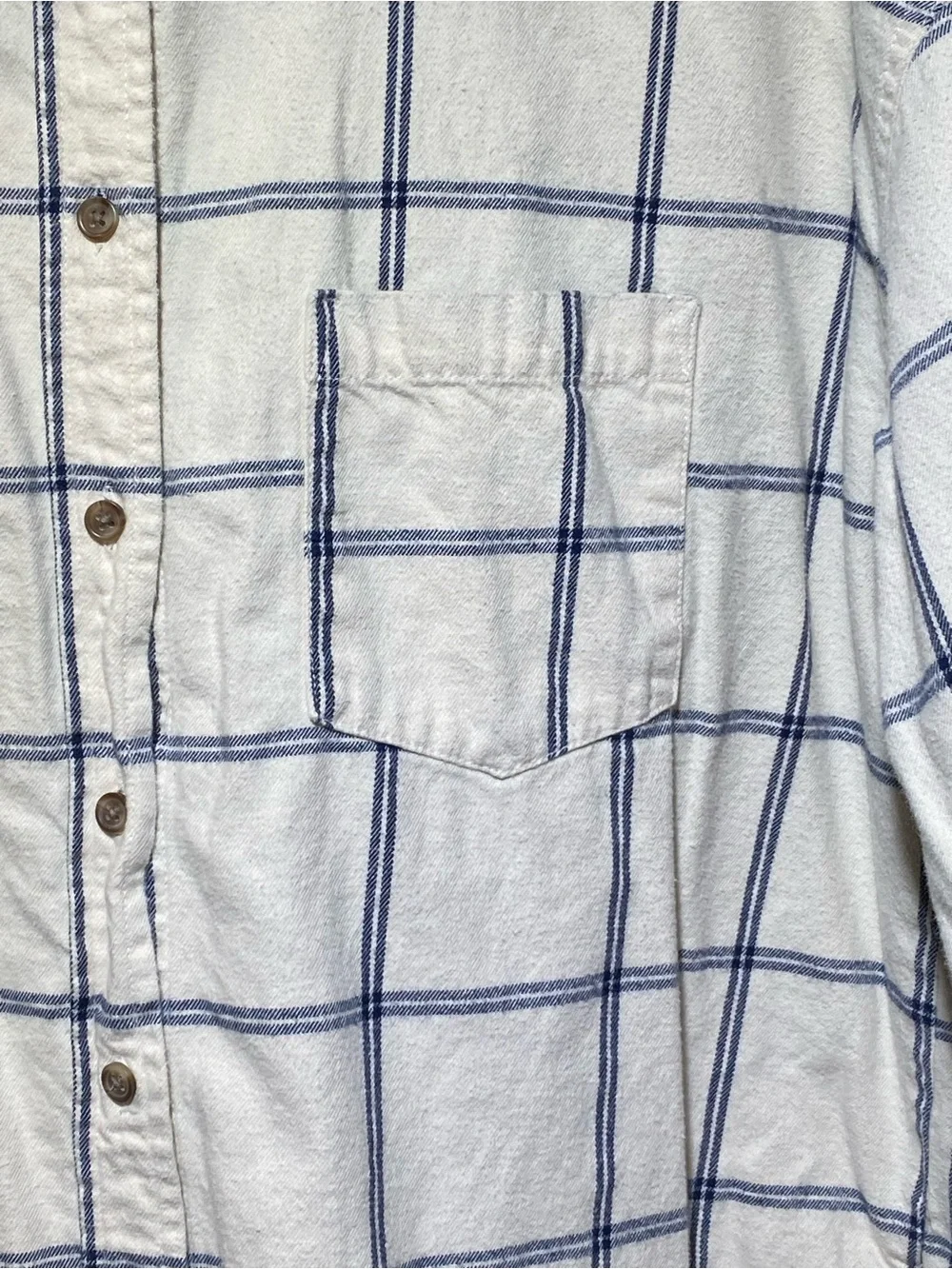 Universal Thread Cream Button-Down Shirt with Blue Windowpane